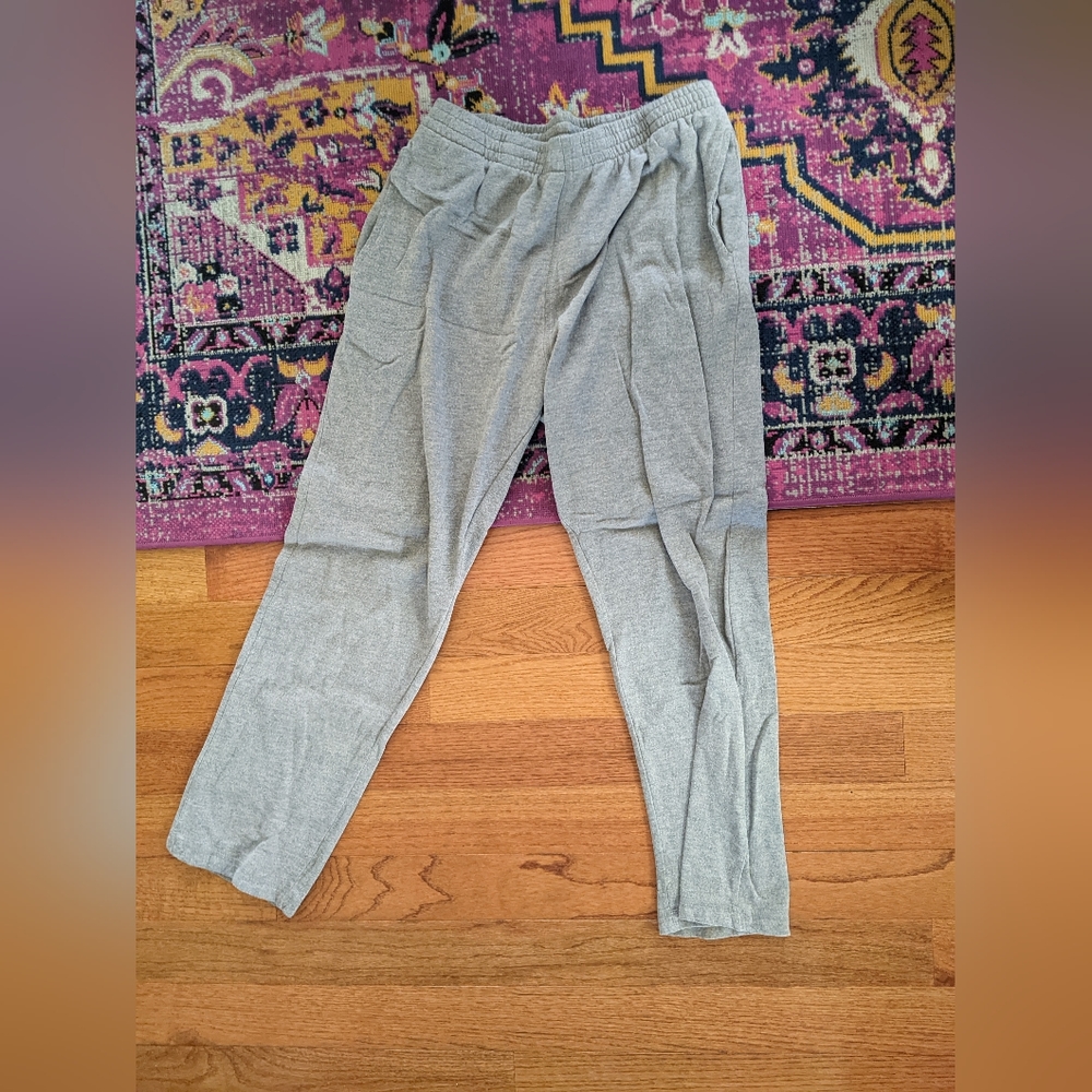 Tagless Tapered Soft Mid Weight Cotton Gray Sweatpants Men's Unisex size L